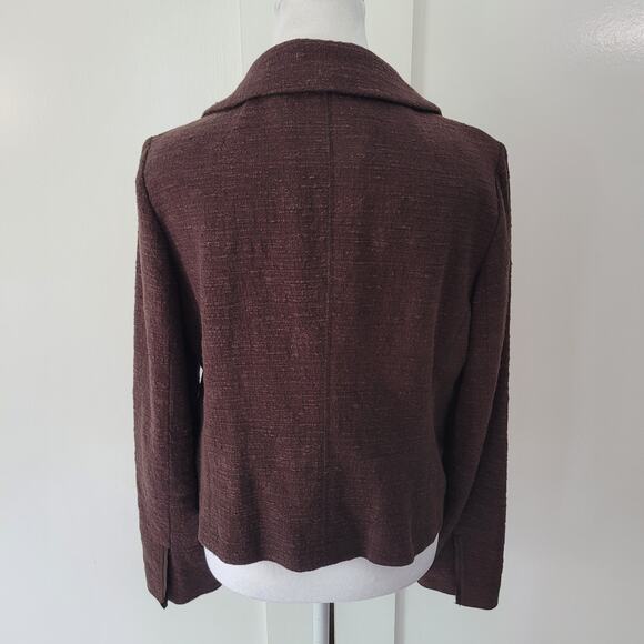 Banana Republic Size 10 Brown Tweed Blazer Retro Preppy Academic Jacket - Picture 4 of 10